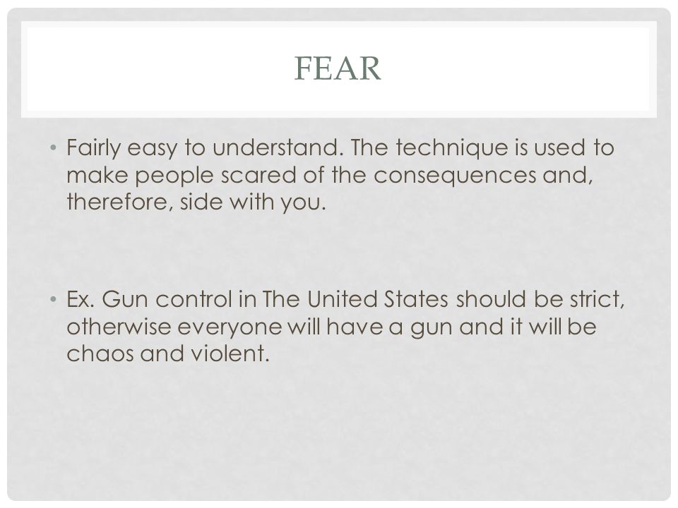 FEAR Fairly easy to understand.