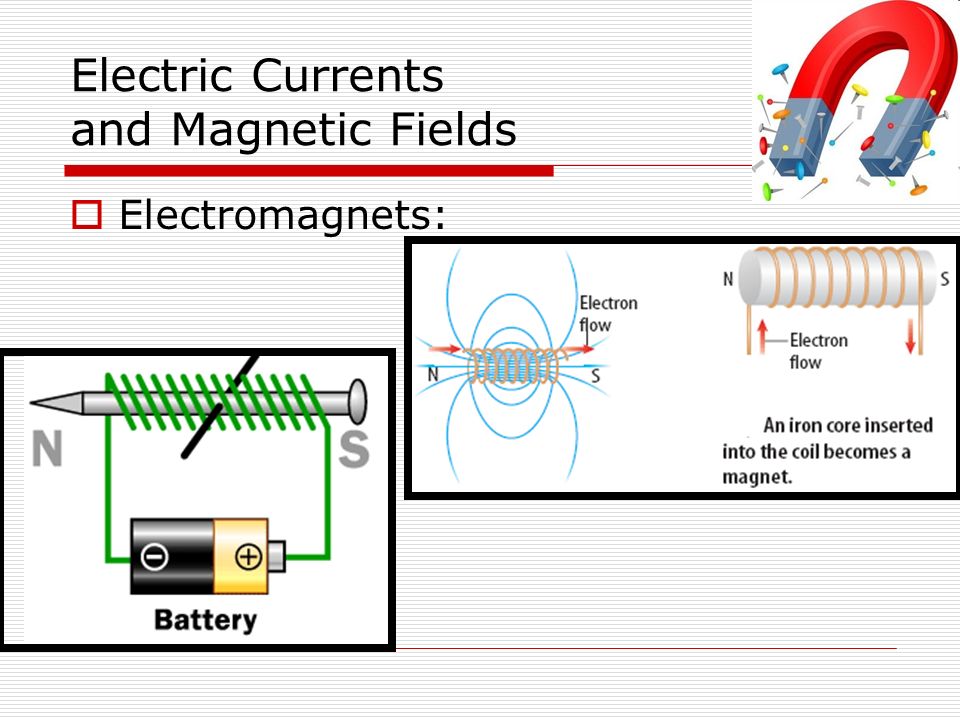 Electric Currents and Magnetic Fields  Electromagnets: