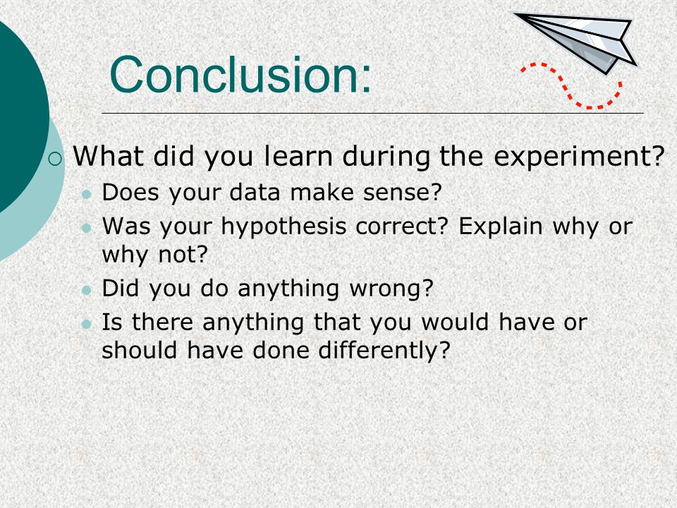 Conclusion:  What did you learn during the experiment.