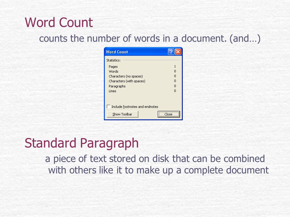 Word Count counts the number of words in a document.
