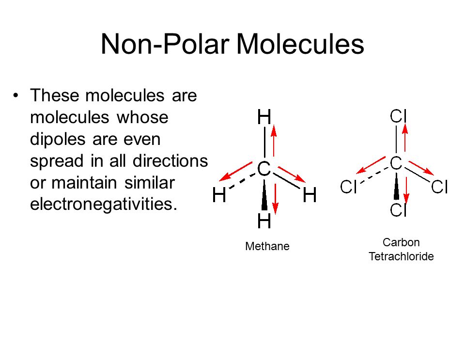 Non-Polar Molecules These molecules are molecules whose dipoles are even sp...