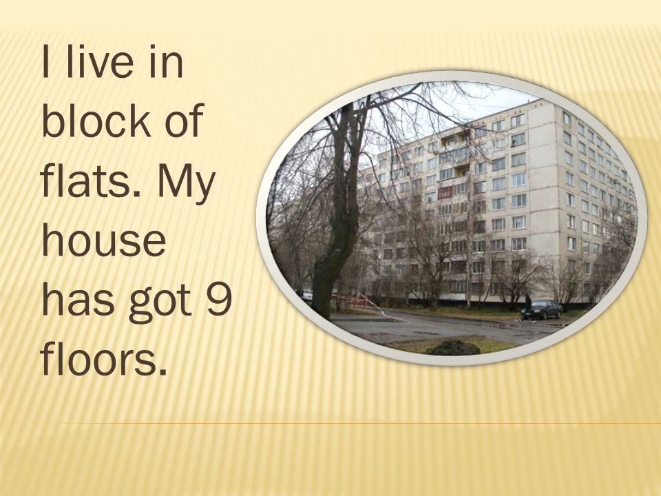 I live in block of flats. My house has got 9 floors.