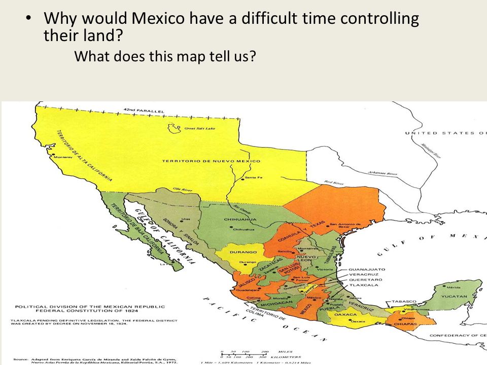 Why would Mexico have a difficult time controlling their land What does this map tell us