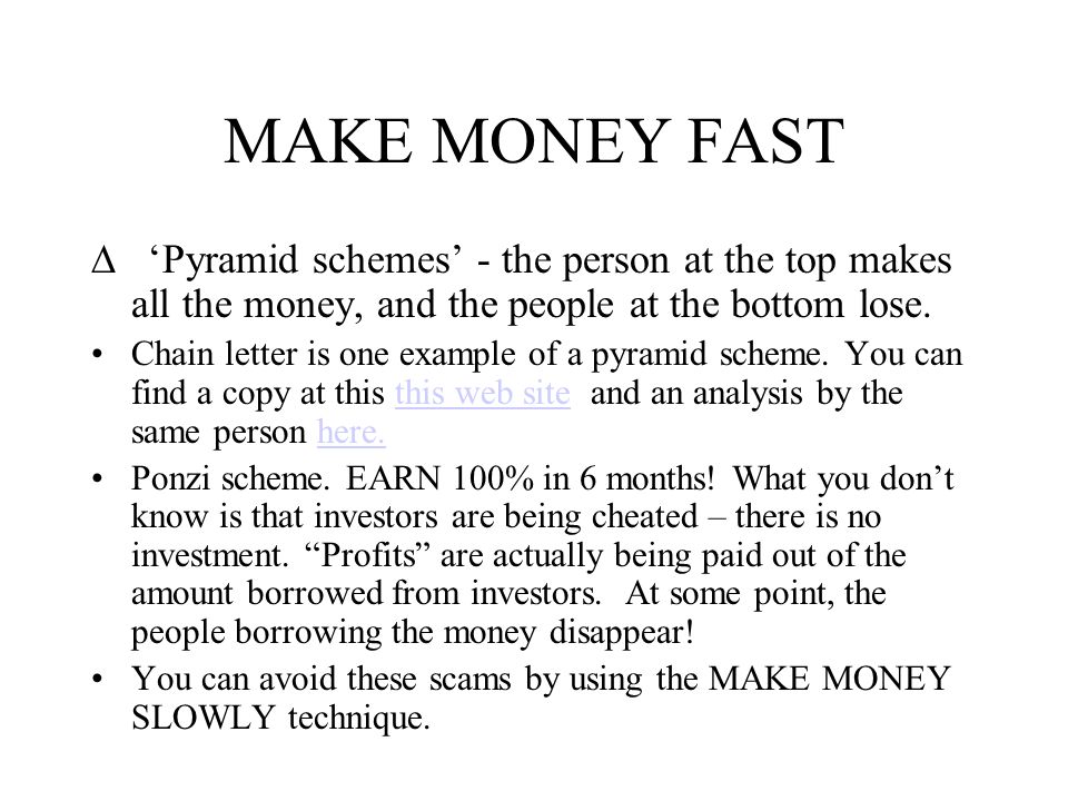 ponzi scheme letters make money fast