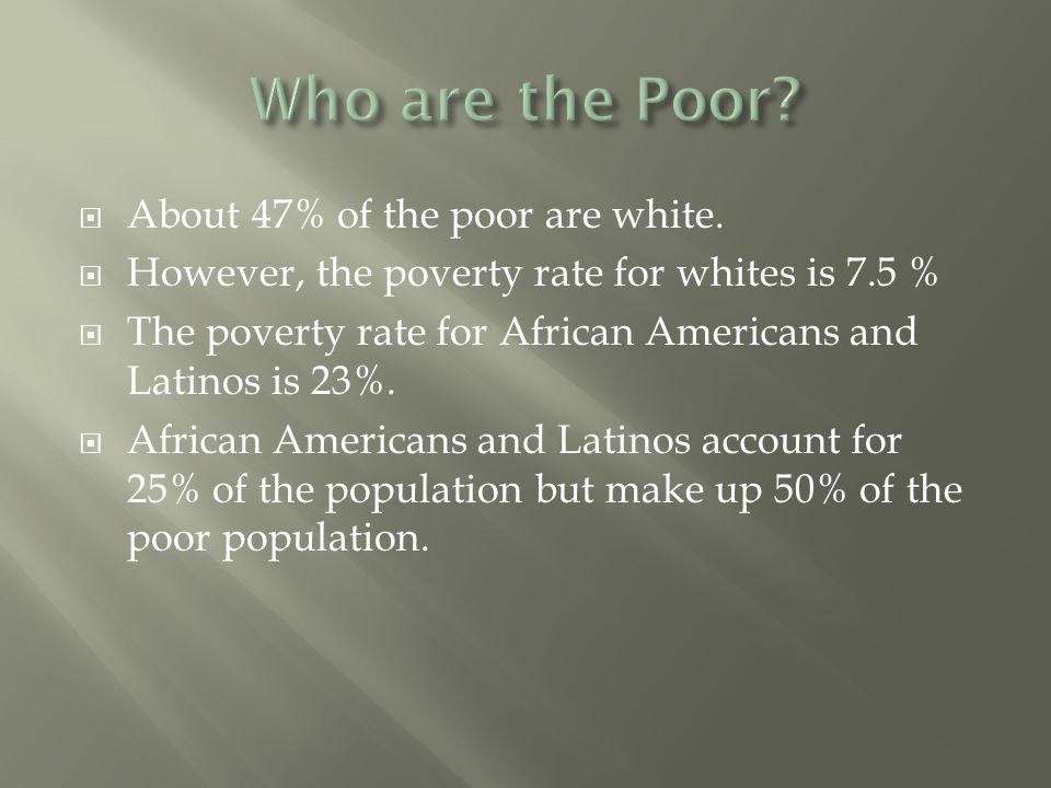 About 47% of the poor are white.