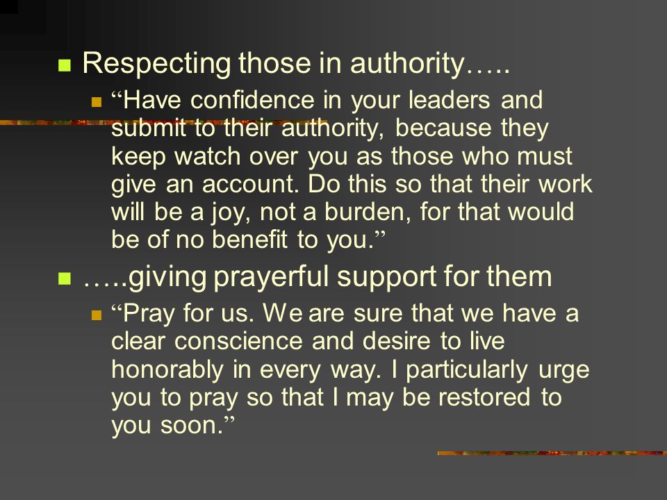 Respecting those in authority …..