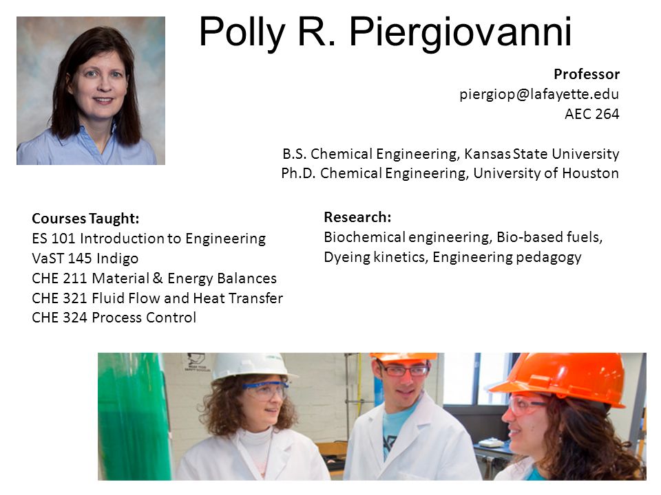 Polly R. Piergiovanni Professor AEC 264 B.S.