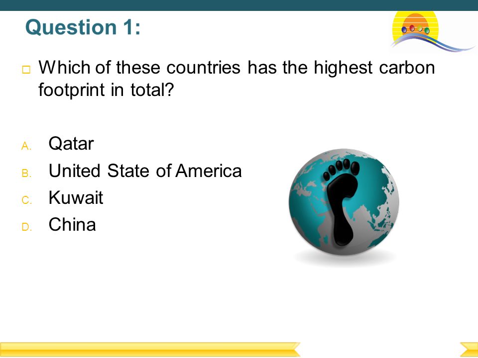  Which of these countries has the highest carbon footprint in total.