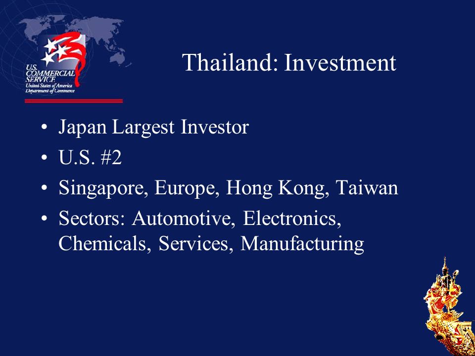 Thailand: Investment Japan Largest Investor U.S.