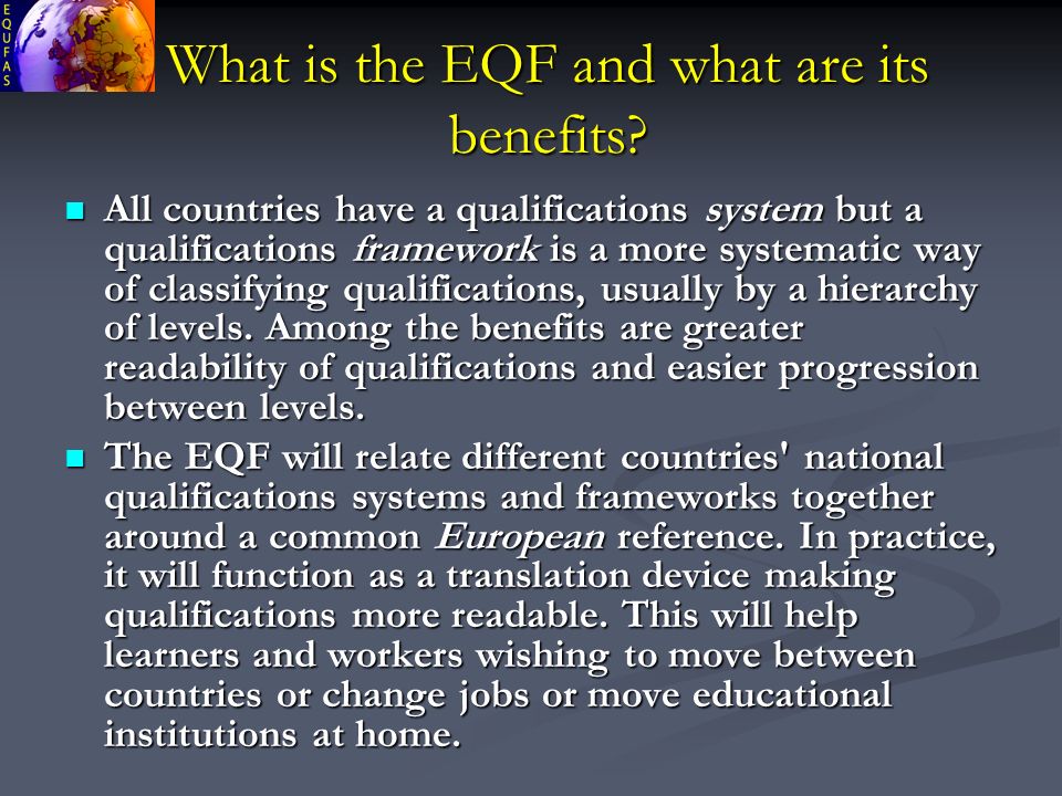 What is the EQF and what are its benefits.
