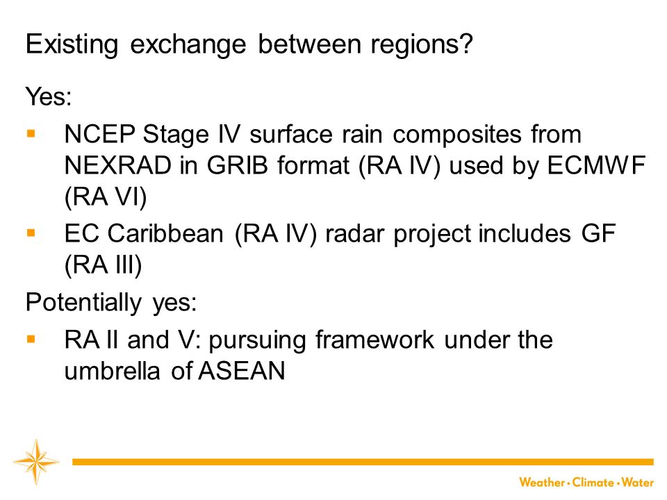 Existing exchange between regions.