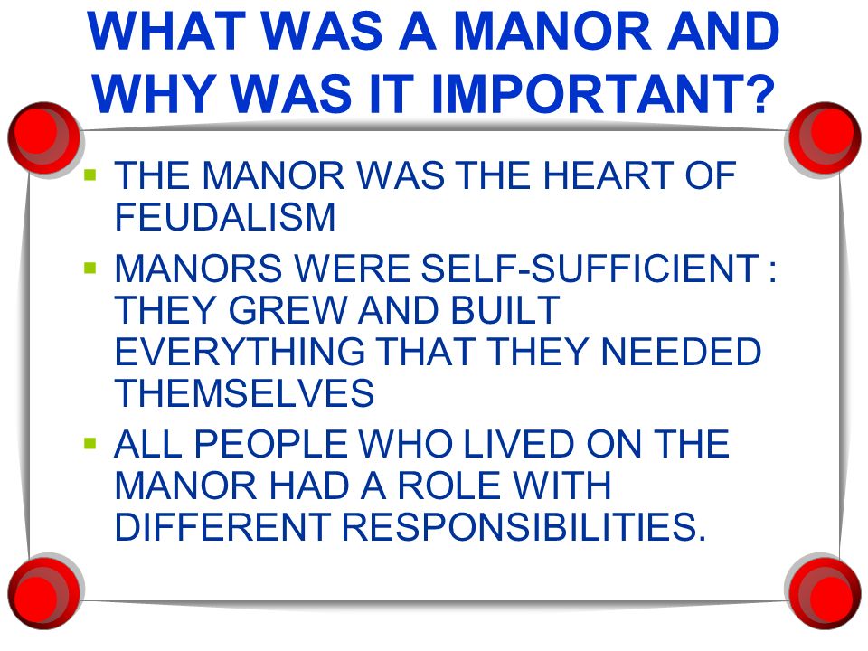 WHAT WAS A MANOR AND WHY WAS IT IMPORTANT.