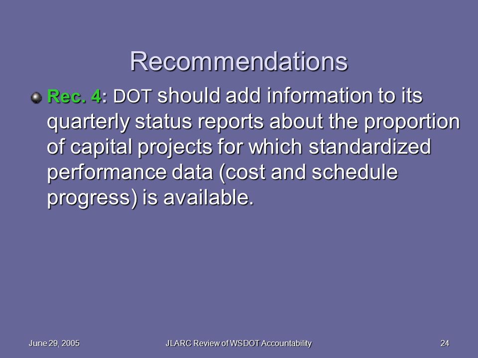 Review of Accountability Entities Overseeing WSDOT Preliminary Report