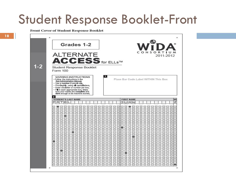 Student Response Booklet-Front 18