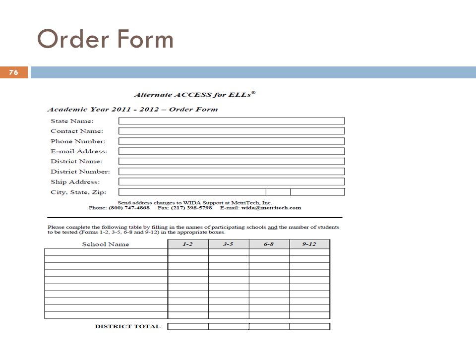 Order Form 76