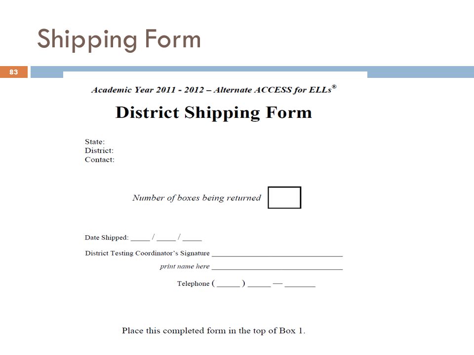 Shipping Form 83