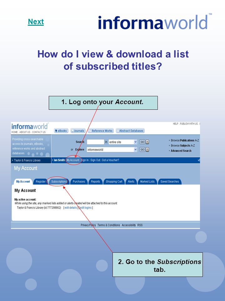 Next How do I view & download a list of subscribed titles.