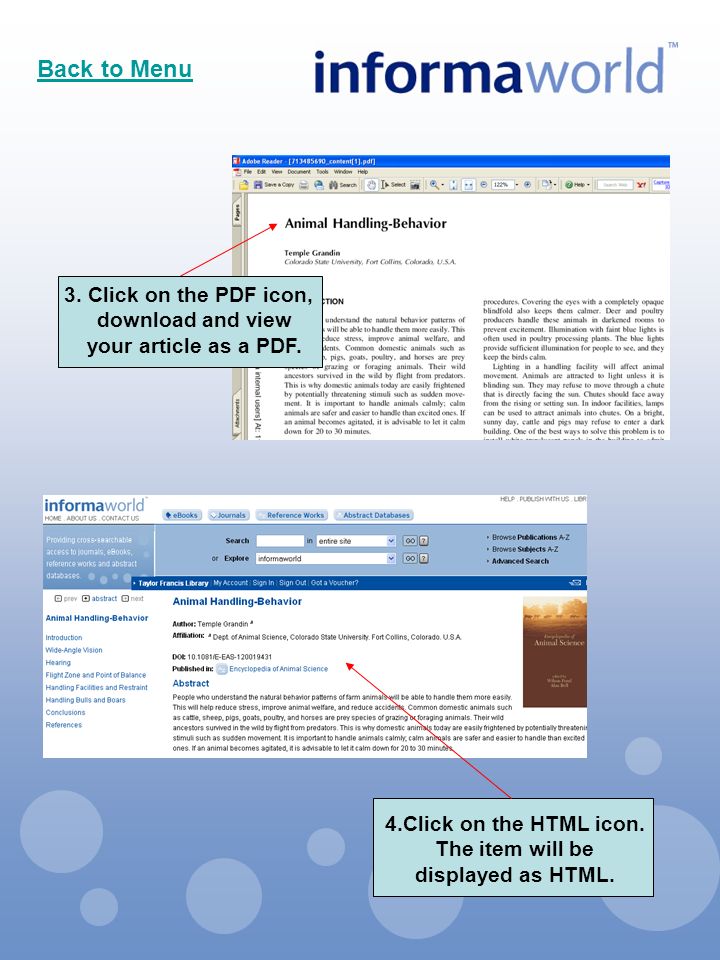 3. Click on the PDF icon, download and view your article as a PDF.