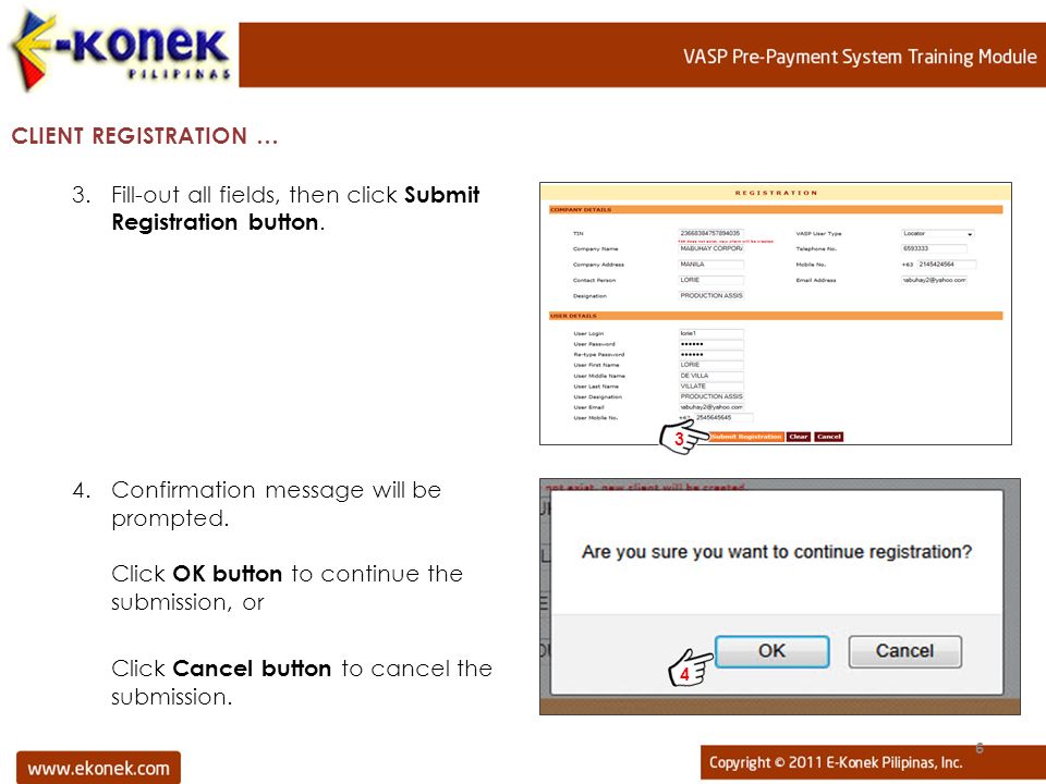 3.Fill-out all fields, then click Submit Registration button.