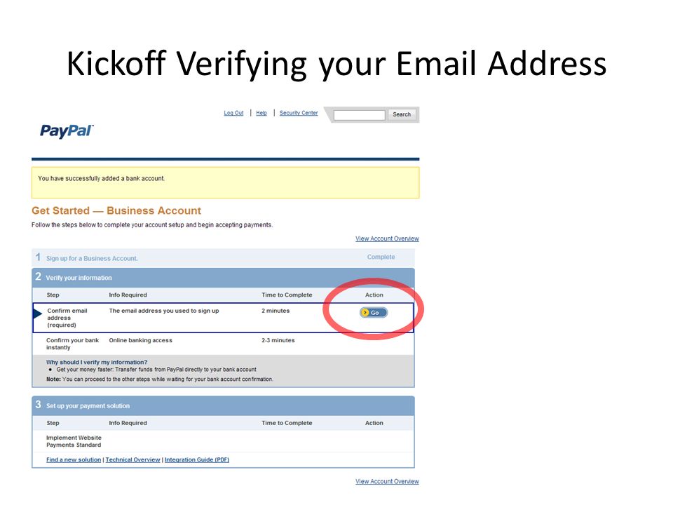 Kickoff Verifying your  Address