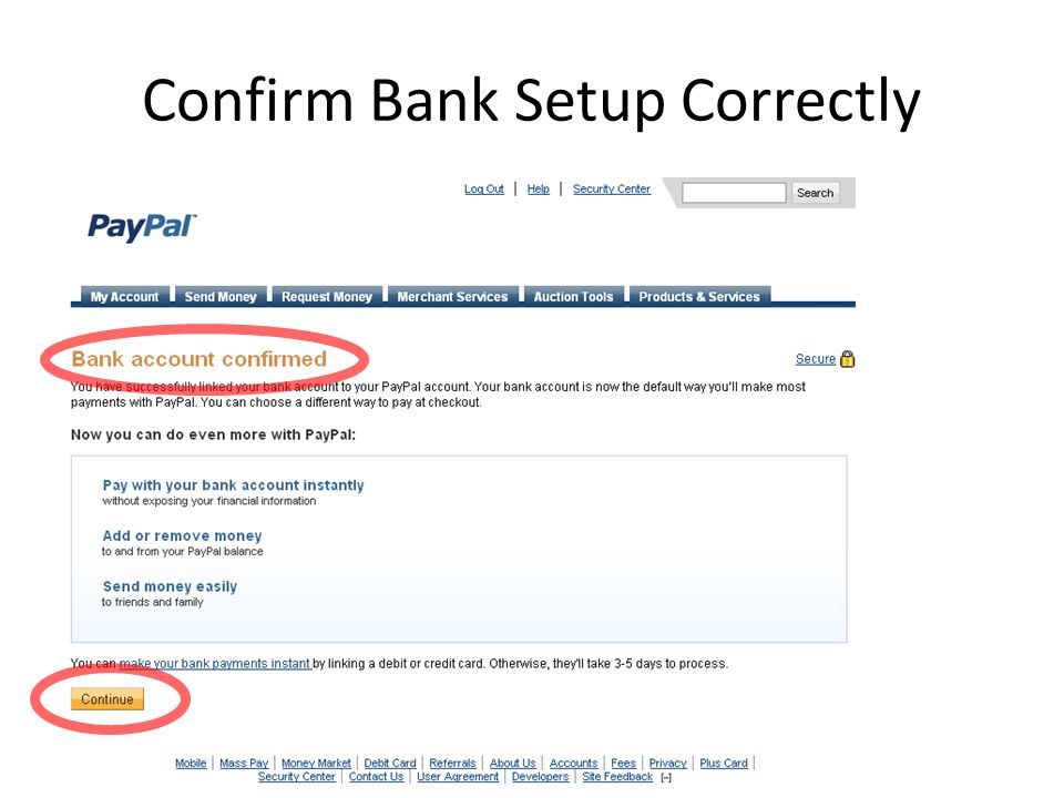 Confirm Bank Setup Correctly