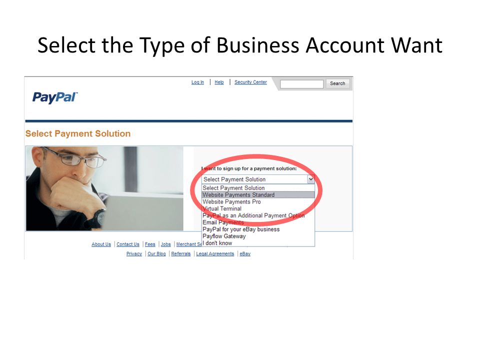 Select the Type of Business Account Want