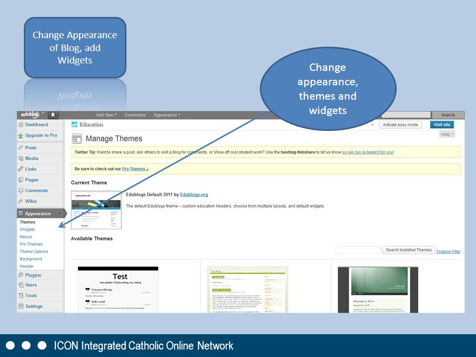      ICON Integrated Catholic Online Network Change appearance, themes and widgets