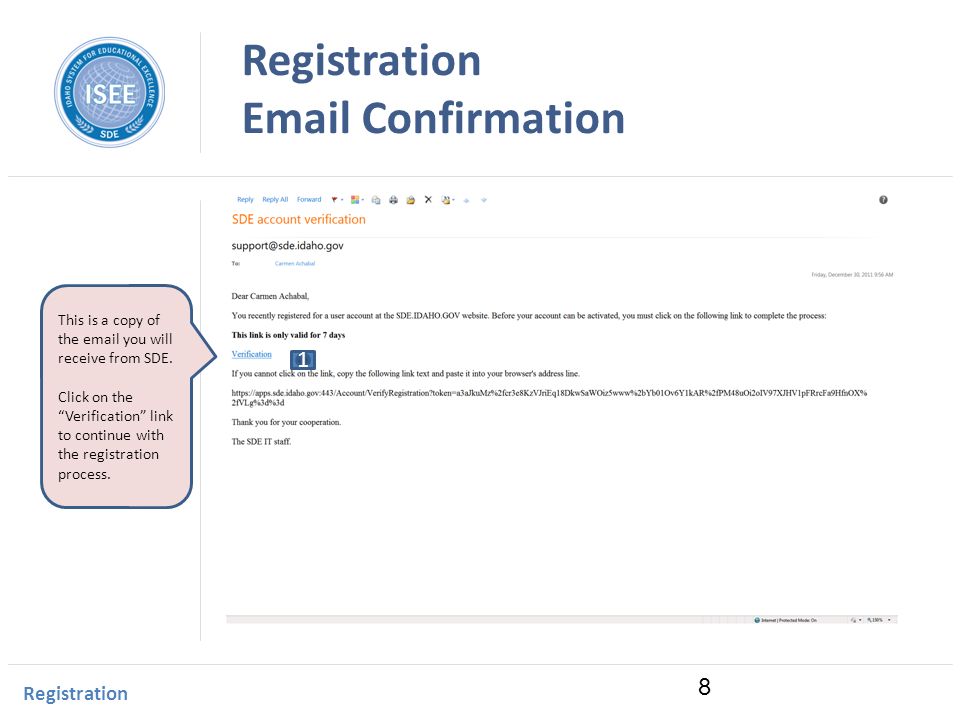 Idaho Instructional Management System Registration  Confirmation Registration This is a copy of the  you will receive from SDE.