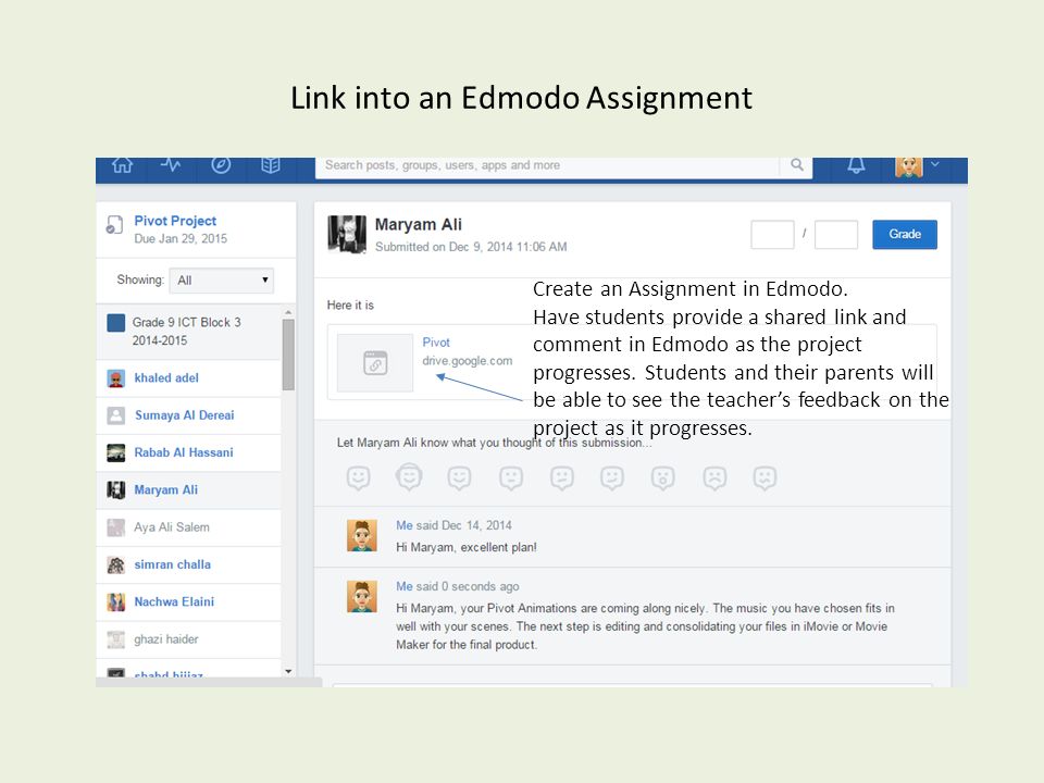 Link into an Edmodo Assignment Create an Assignment in Edmodo.