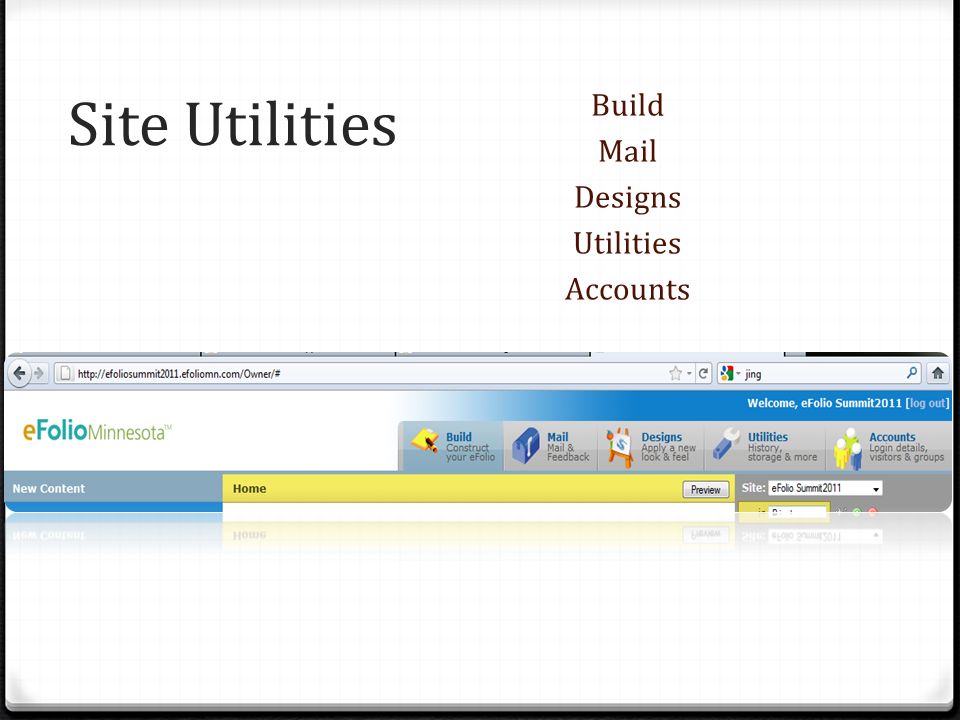 Site Utilities Build Mail Designs Utilities Accounts