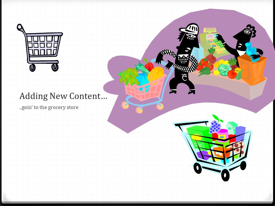 Adding New Content…..goin’ to the grocery store