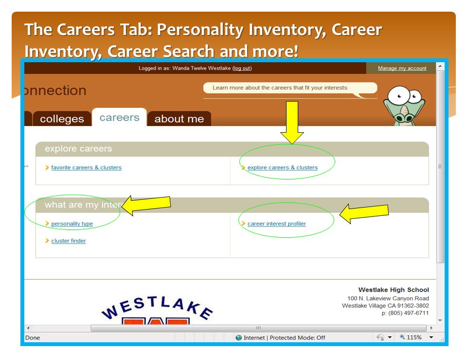 11 The Careers Tab: Personality Inventory, Career Inventory, Career Search and more!