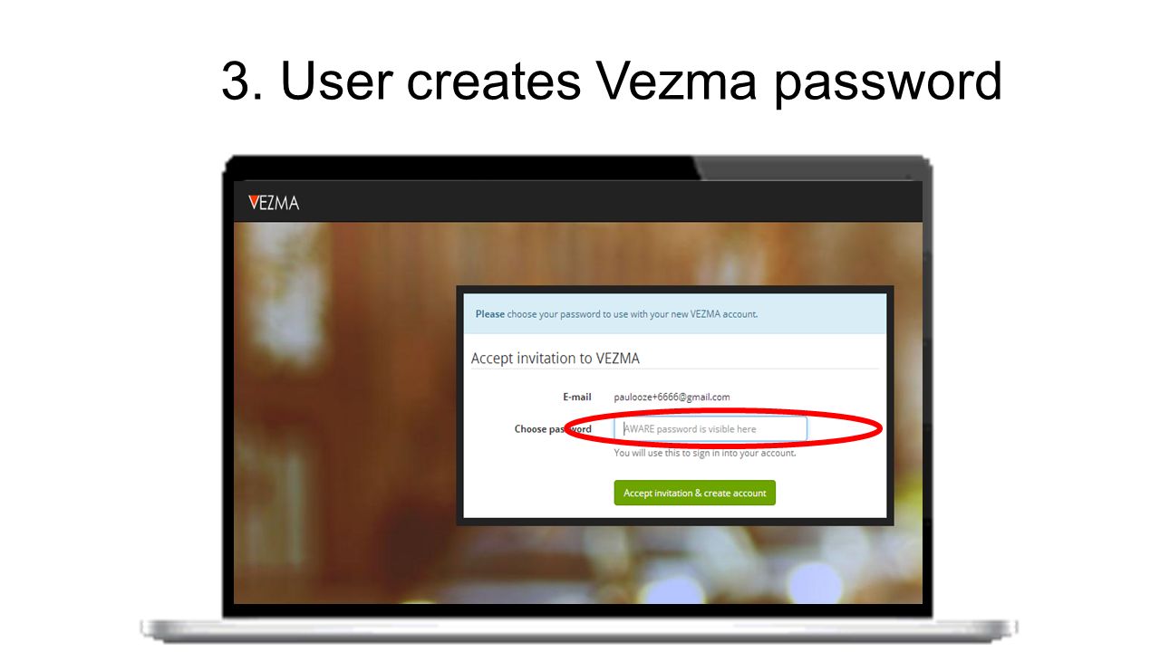 3. User creates Vezma password