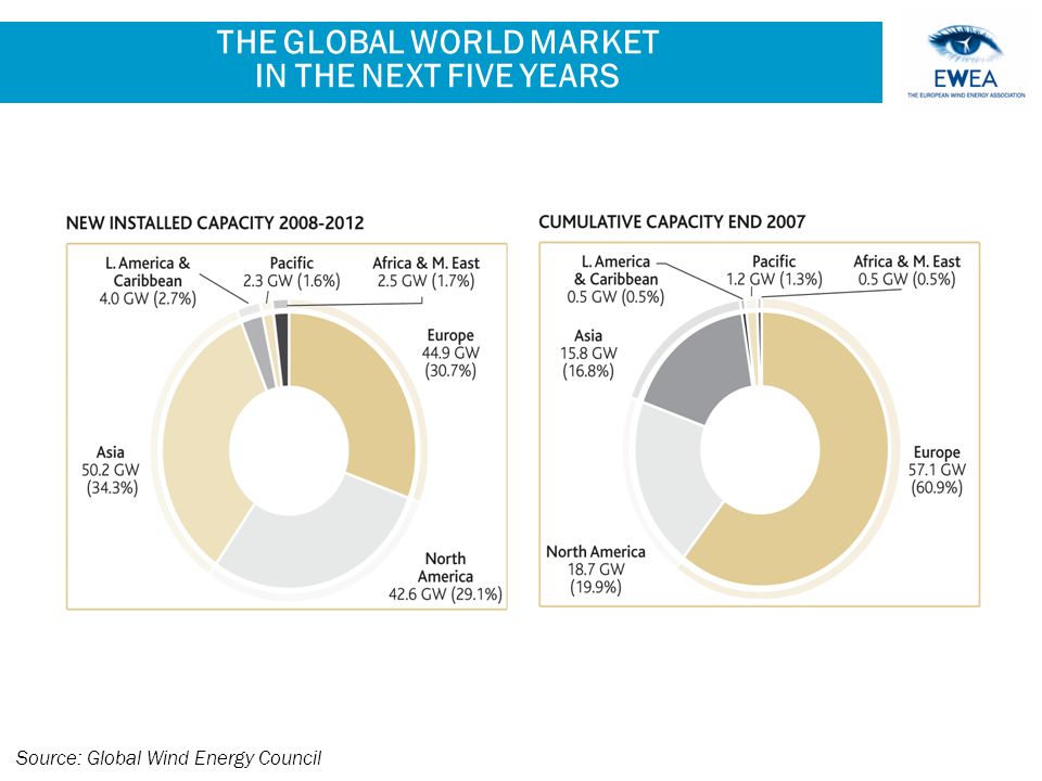 THE GLOBAL WORLD MARKET IN THE NEXT FIVE YEARS Source: Global Wind Energy Council