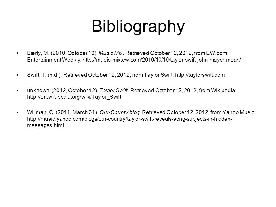 Bibliography Bierly, M. (2010, October 19). Music Mix.