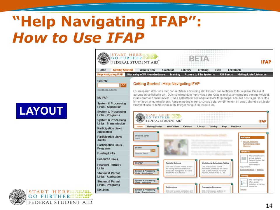 14 Help Navigating IFAP : How to Use IFAP LAYOUT