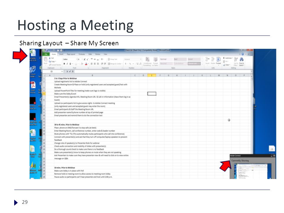 Hosting a Meeting 29 Sharing Layout – Share My Screen