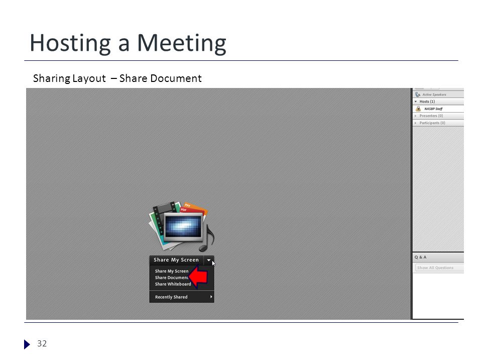 Hosting a Meeting 32 Sharing Layout – Share Document