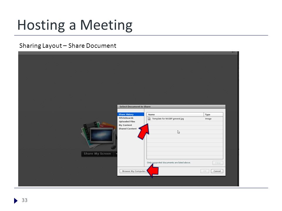 Hosting a Meeting 33 Sharing Layout – Share Document