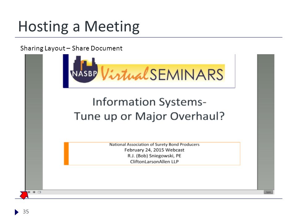 Hosting a Meeting 35 Sharing Layout – Share Document