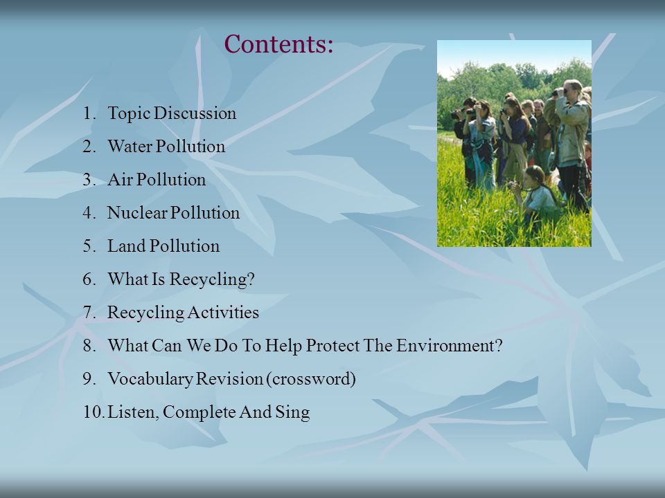 Топик: Environmental Pollution