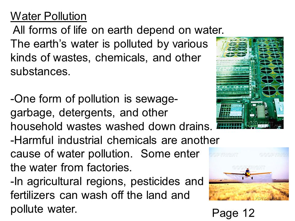 Water Pollution All forms of life on earth depend on water.