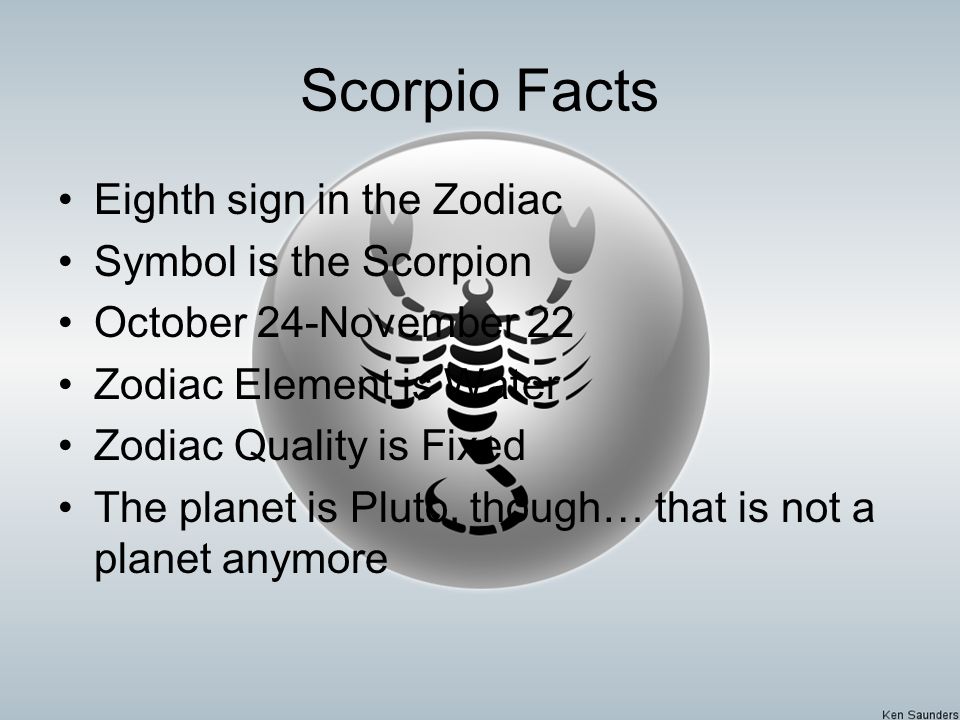 Scorpio Facts Eighth sign in the Zodiac Symbol is the Scorpion October