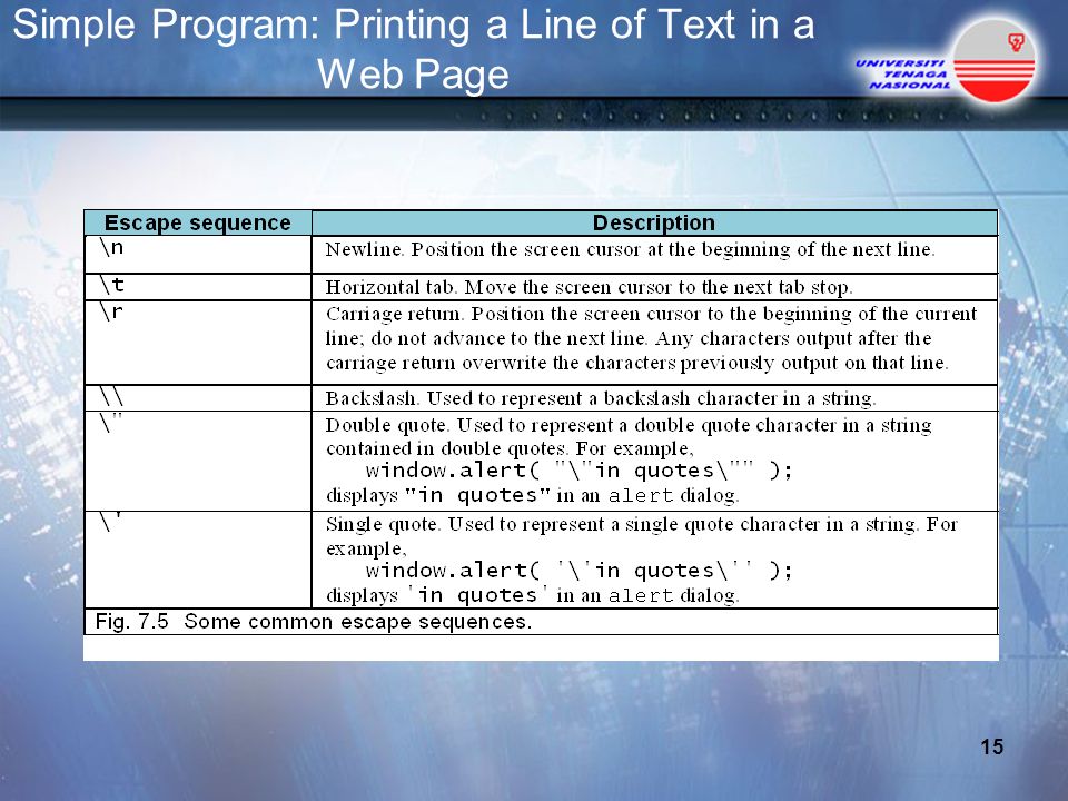 Simple Program: Printing a Line of Text in a Web Page 15