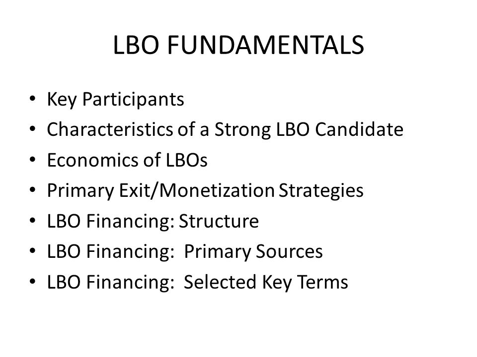 LBO Candidate Characteristics