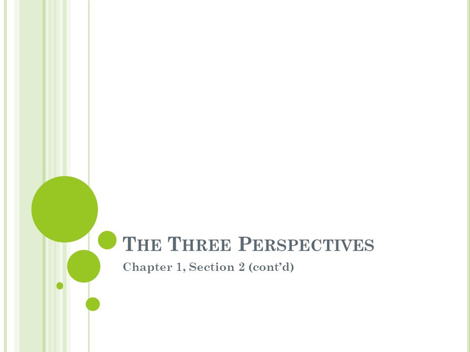 T HE T HREE P ERSPECTIVES Chapter 1, Section 2 (cont’d)
