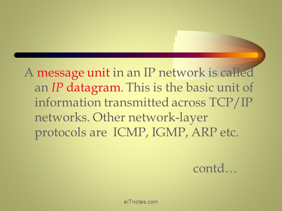 A message unit in an IP network is called an IP datagram.