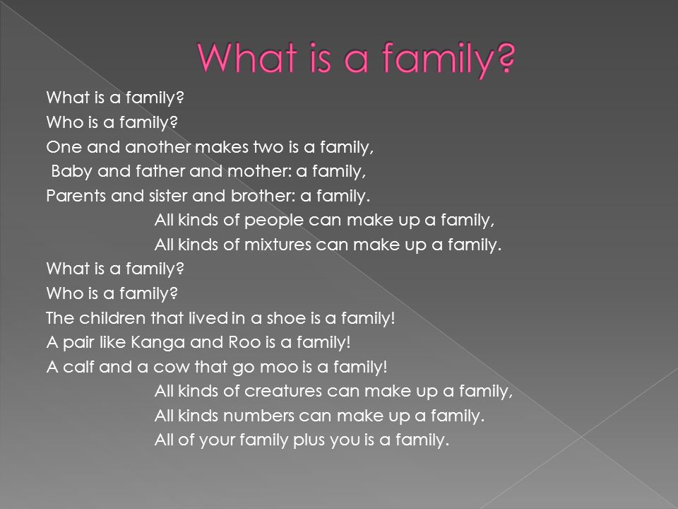 What is a family. Who is a family.