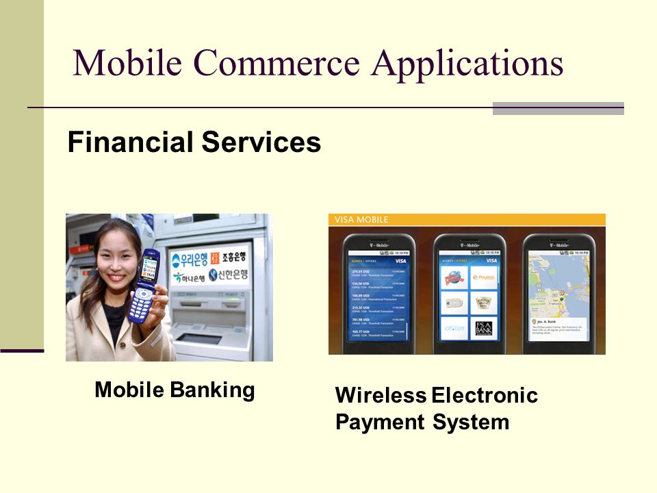 Mobile Commerce Applications Financial Services Mobile Banking Wireless Electronic Payment System