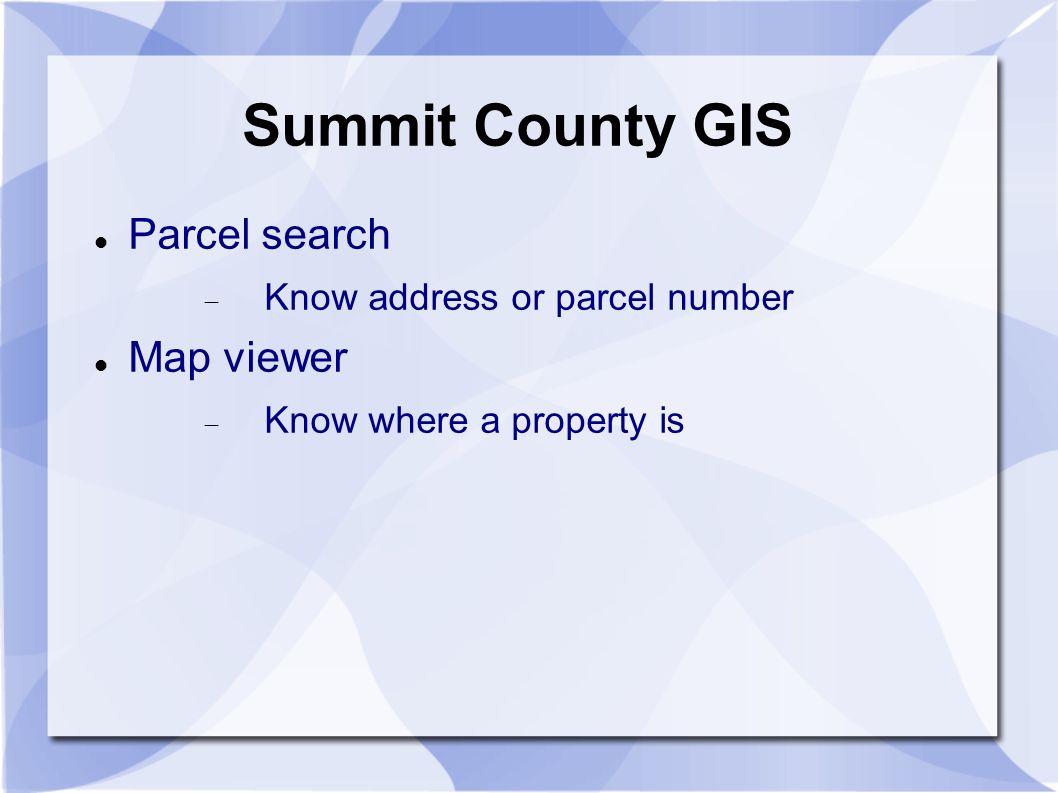 Summit county parcel map